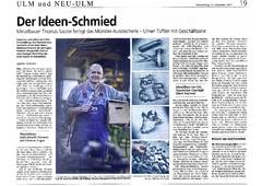 "Der Ideen-Schmied", Artikel aus der Südwest Presse vom 15. Dezember 2011, S. 19